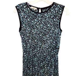 Le's Small Blue Green Women's Black Trim Sleeveless Sun Dress Miss Size 4 6 S